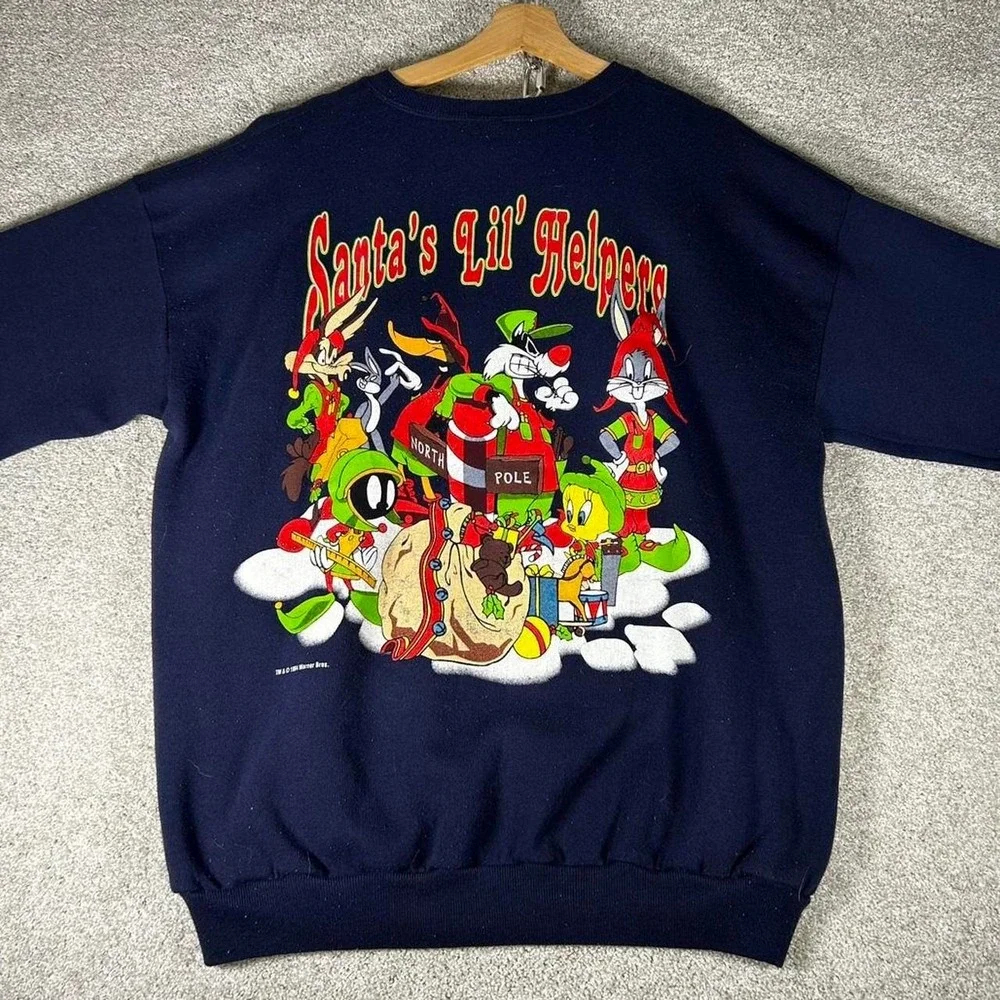 Vintage 1994 Looney Tunes Taz double sided jumbo Christmas crewneck Size XL